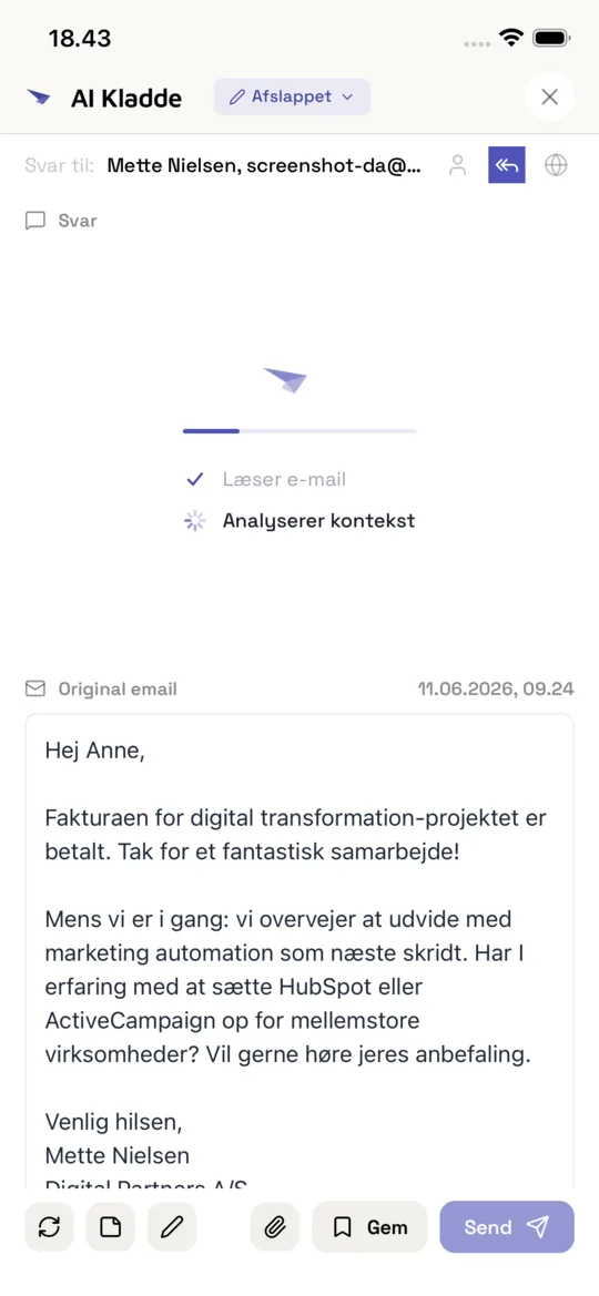 Frida AI draft with a generated reply